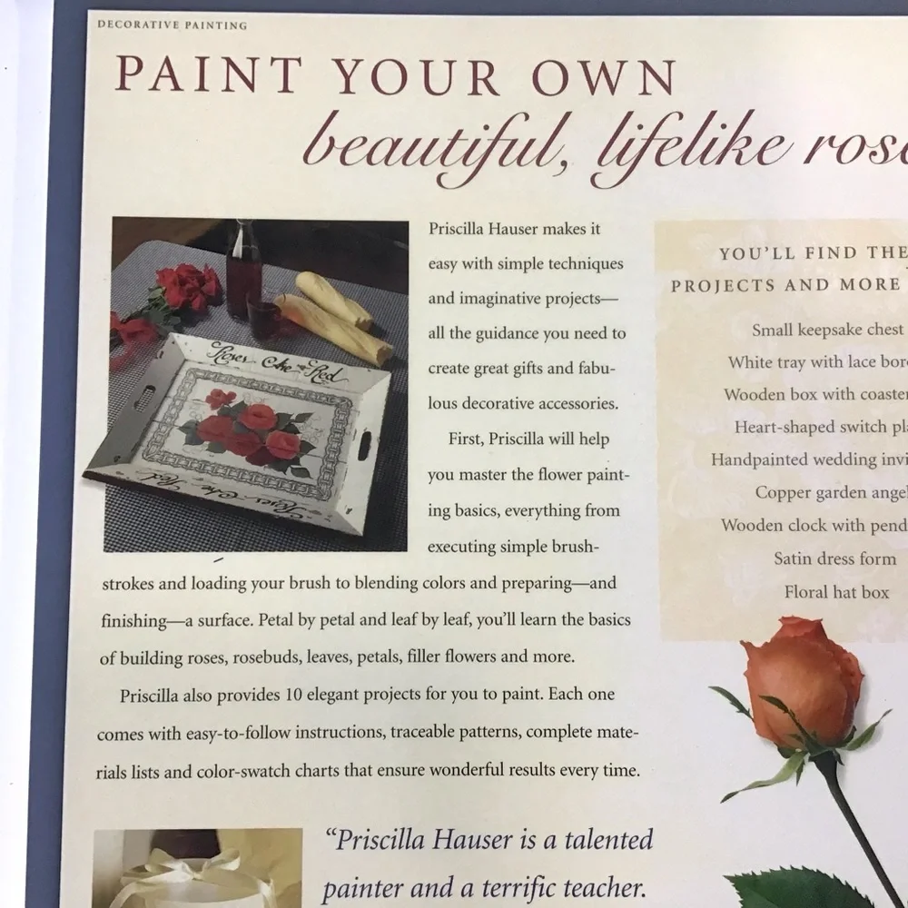 Book Of Roses 10 Tole Painting Projects Instructions Techniques Priscilla Hauser